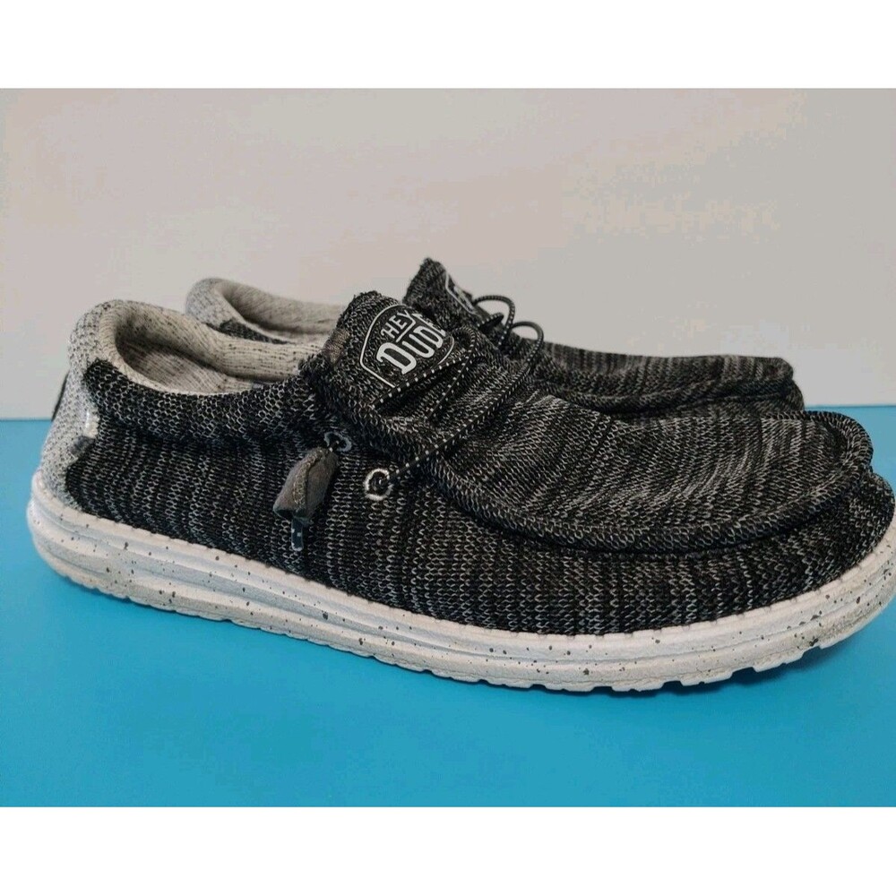 Hey Dude Wally Stretch Meteorite Size 11 US EUR 44 Mens Shoes Gray/Black